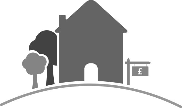 Illustration eines Haus auf einem Berg